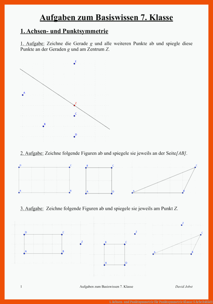 1. Achsen- und Punktsymmetrie für punktsymmetrie klasse 5 arbeitsblatt