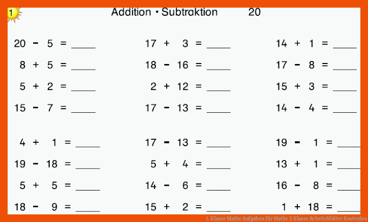 1. Klasse Mathe Aufgaben für mathe 2 klasse arbeitsblätter kostenlos