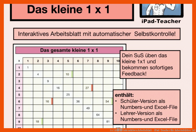 1 x 1 â interaktives Arbeitsblatt - iPad-Teacher für arbeitsblätter 1x1