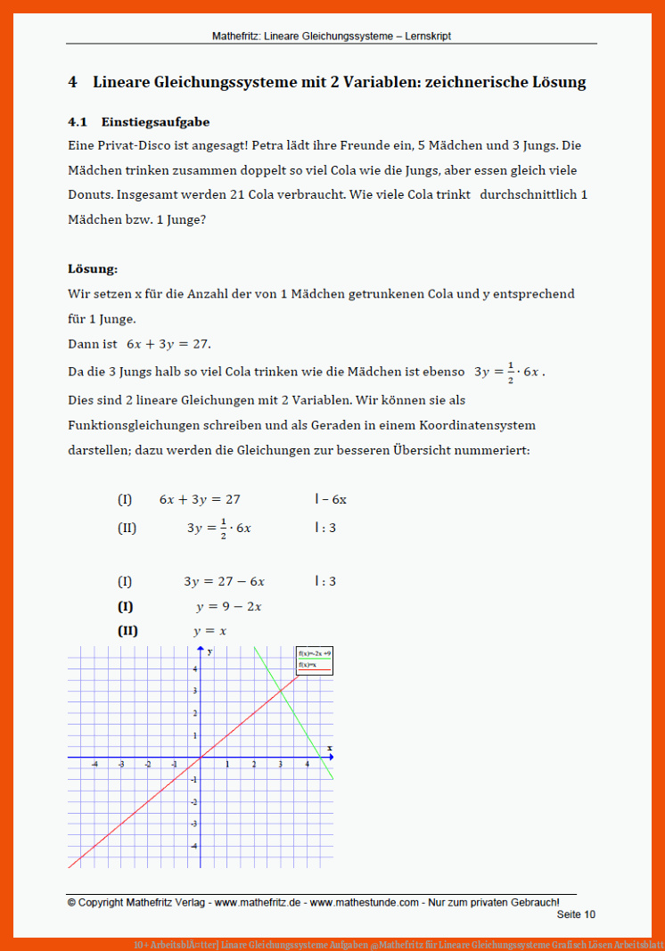 10+ ArbeitsblÃ¤tter] Linare Gleichungssysteme Aufgaben @Mathefritz für lineare gleichungssysteme grafisch lösen arbeitsblatt