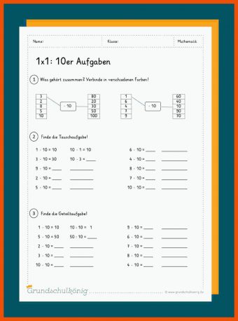 10er Reihe Arbeitsblatt