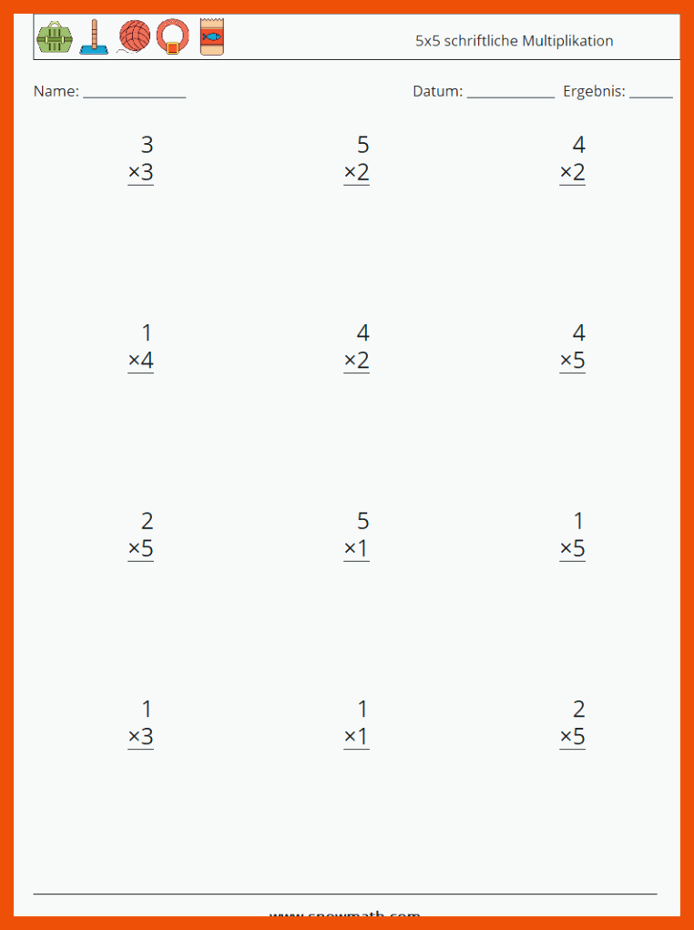 12) 5x5 schriftliche multiplikation Mathe-ArbeitsblÃ¤tter, Mathe ... für schriftliche multiplikation mit dezimalzahlen arbeitsblätter