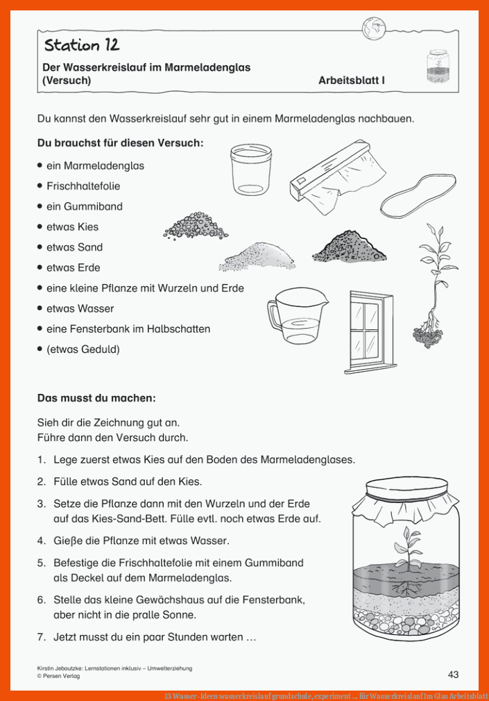 13 Wasser-Ideen | wasserkreislauf grundschule, experiment ... für wasserkreislauf im glas arbeitsblatt