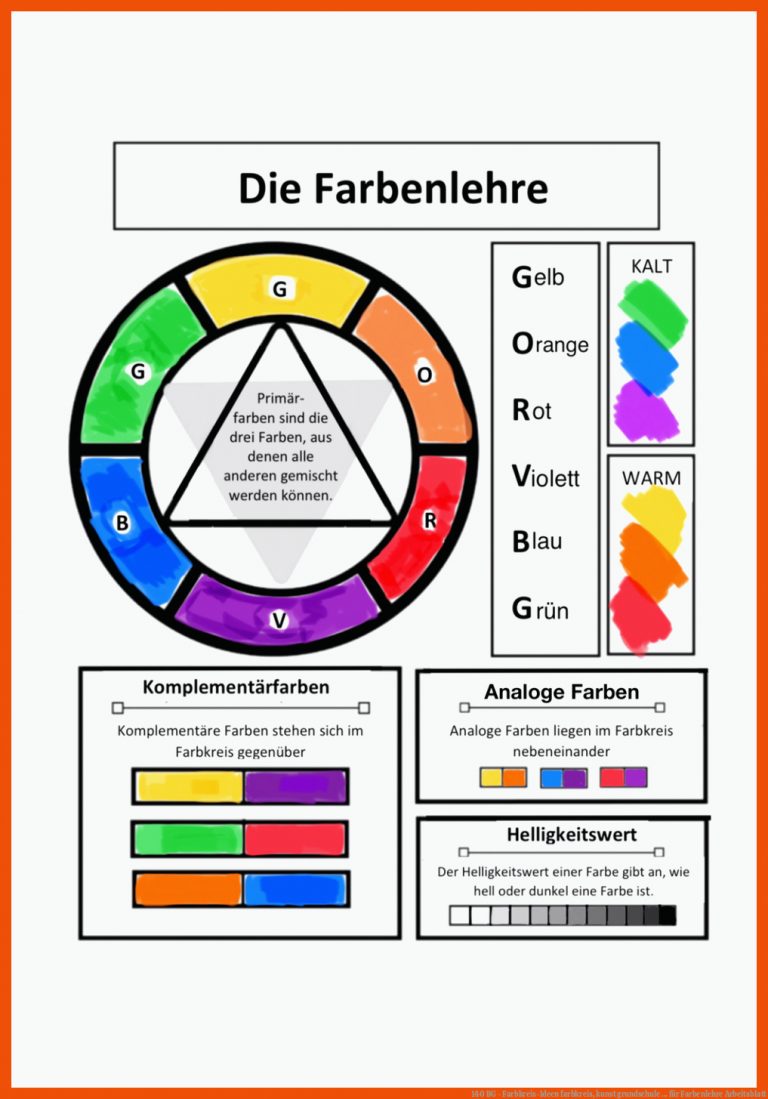 140 Bg - Farbkreis-ideen Farbkreis, Kunst Grundschule ... Fuer Farbenlehre Arbeitsblatt