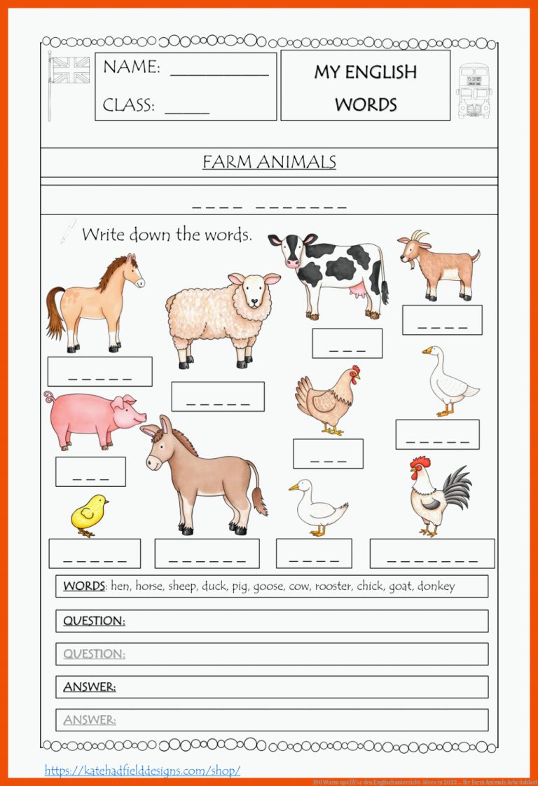190 Warm ups fÃ¼r den Englischunterricht-Ideen in 2022 ... für farm animals arbeitsblatt