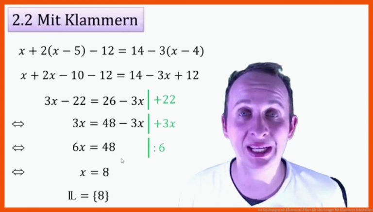 2.2 Gleichungen mit Klammern lÃ¶sen für gleichungen mit klammern arbeitsblatt