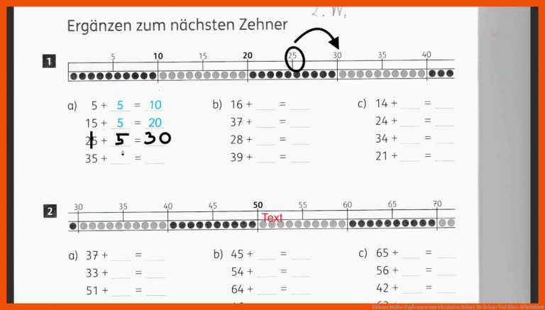 2 Klasse Mathe: ErgÃ¤nzen Zum NÃ¤chsten Zehner Fuer Zehner Und Einer Arbeitsblatt