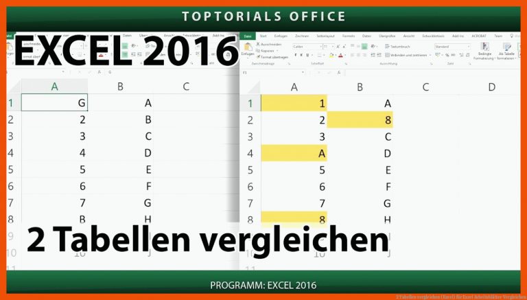 2 Tabellen vergleichen (Excel) für excel arbeitsblätter vergleichen