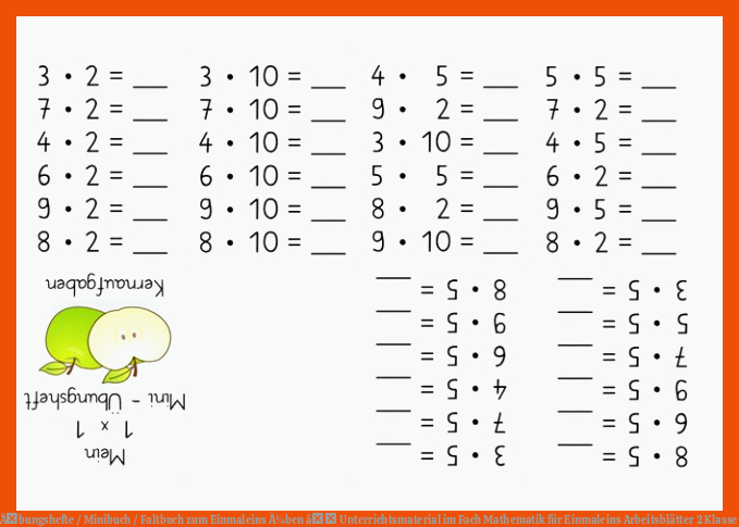 2 x Mini-Ãbungshefte / Minibuch / Faltbuch zum Einmaleins Ã¼ben â Unterrichtsmaterial im Fach Mathematik für einmaleins arbeitsblätter 2 klasse