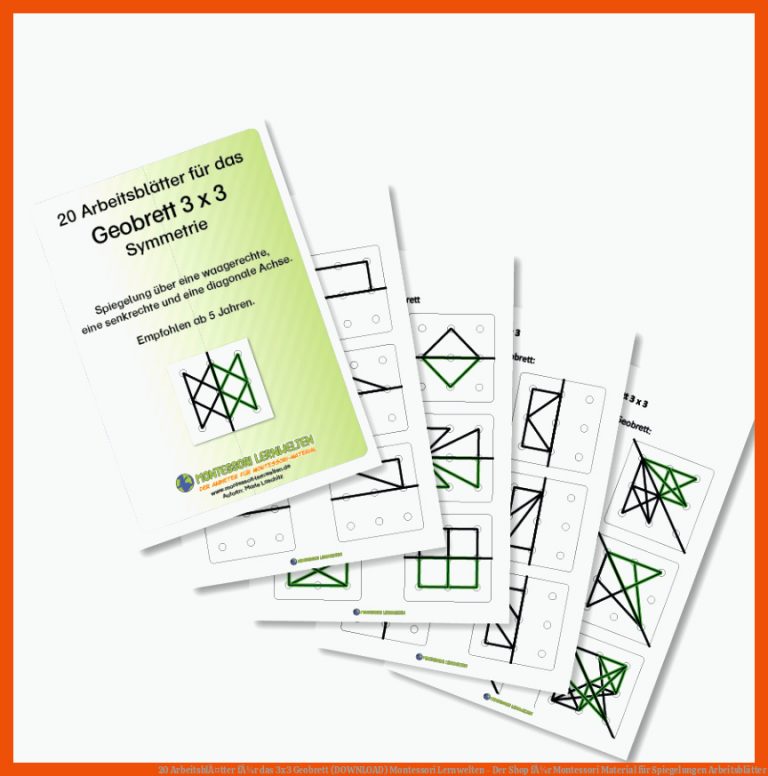 20 ArbeitsblÃ¤tter fÃ¼r das 3x3 Geobrett (DOWNLOAD) | Montessori Lernwelten - Der Shop fÃ¼r Montessori Material für spiegelungen arbeitsblätter