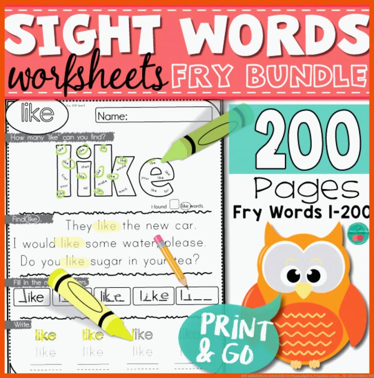200 anblick Worte ArbeitsblÃ¤tter Hausaufgaben, Printables Lernen ... für arbeitsblätter pdf