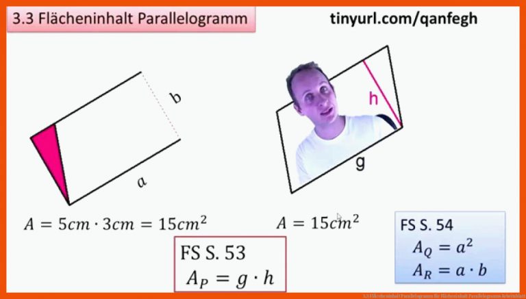 3.3 FlÃ¤cheninhalt Parallelogramm für flächeninhalt parallelogramm arbeitsblatt