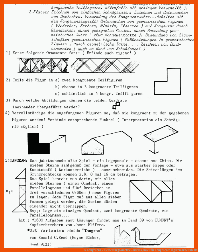 3. Kongruenz - Elementargeometrie - Krems, muel für kongruente figuren arbeitsblatt