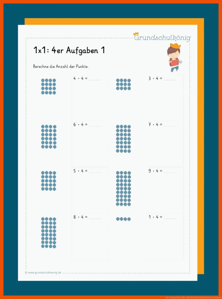 4er Einmaleins Fuer Arbeitsblatt Einmaleins Gemischt
