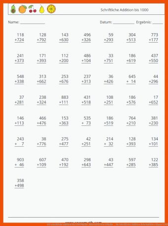 Schriftliche Addition Arbeitsblätter Klasse 5 Pdf - Mathe Arbeitsblätter