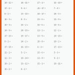 50) Subtraktion Innerhalb Von 20 (horizontal) Mathe-arbeitsblÃ¤tter ... Fuer Arbeitsblätter Mathe Klasse 2