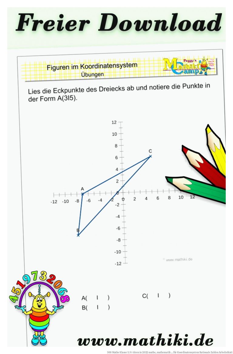 500 Mathe Klasse 5/6-Ideen in 2022 | mathe, mathematik ... für Koordinatensystem Rationale Zahlen Arbeitsblatt