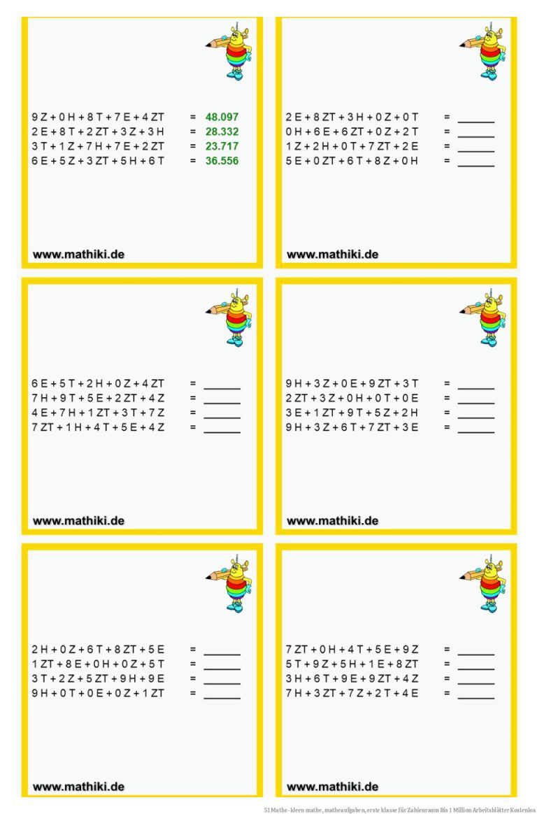 51 Mathe-Ideen | mathe, matheaufgaben, erste klasse für Zahlenraum Bis 1 Million Arbeitsblätter Kostenlos