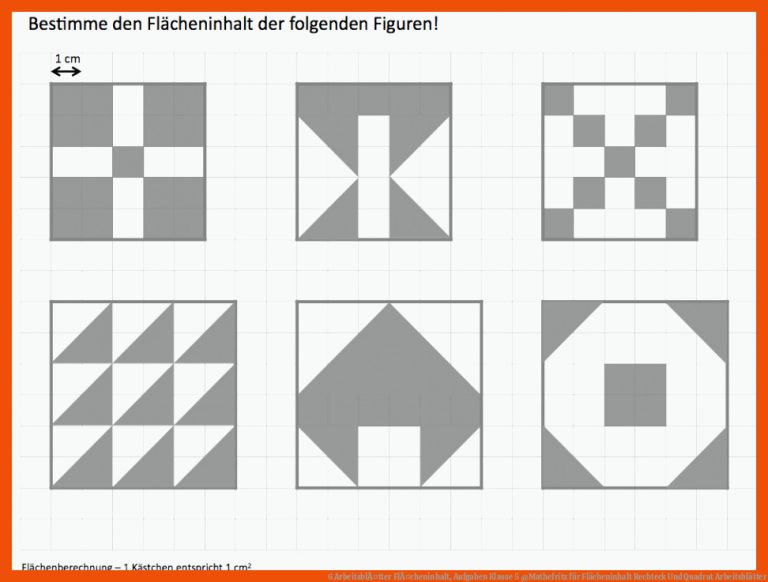 6 ArbeitsblÃ¤tter FlÃ¤cheninhalt, Aufgaben Klasse 5 @Mathefritz für flächeninhalt rechteck und quadrat arbeitsblätter