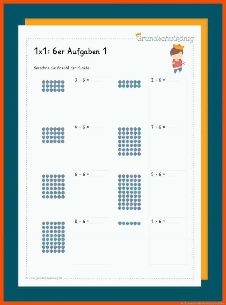 6er Einmaleins für 6er reihe arbeitsblatt