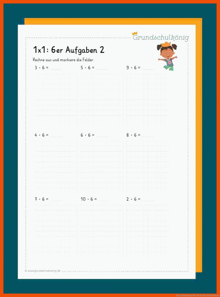 6er Einmaleins für 6er reihe arbeitsblatt