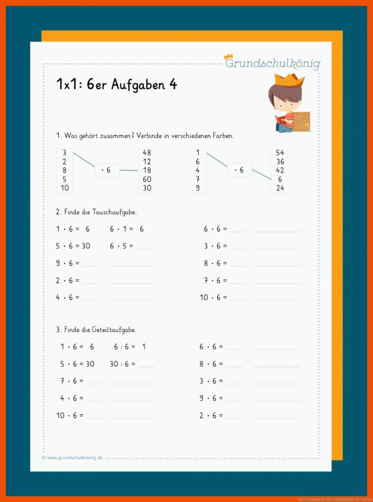 6er Einmaleins für arbeitsblatt 9er reihe