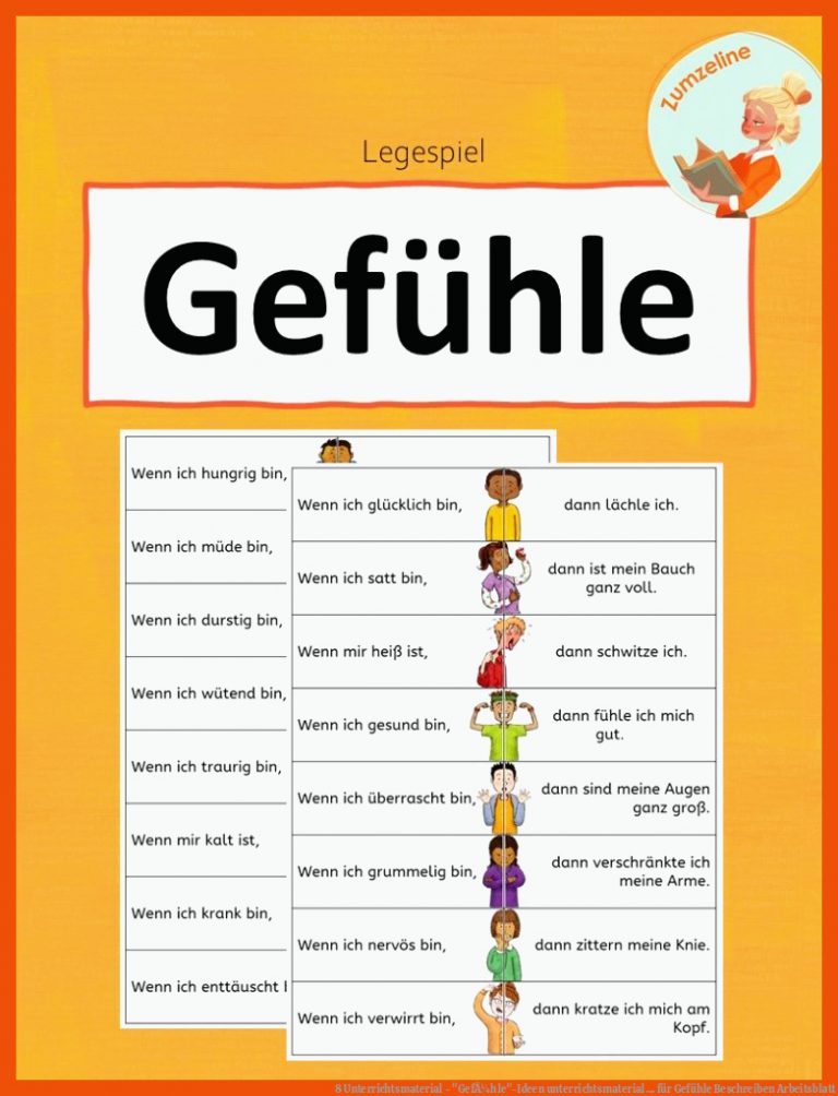 8 Unterrichtsmaterial - "gefÃ¼hle"-ideen Unterrichtsmaterial ... Fuer Gefühle Beschreiben Arbeitsblatt