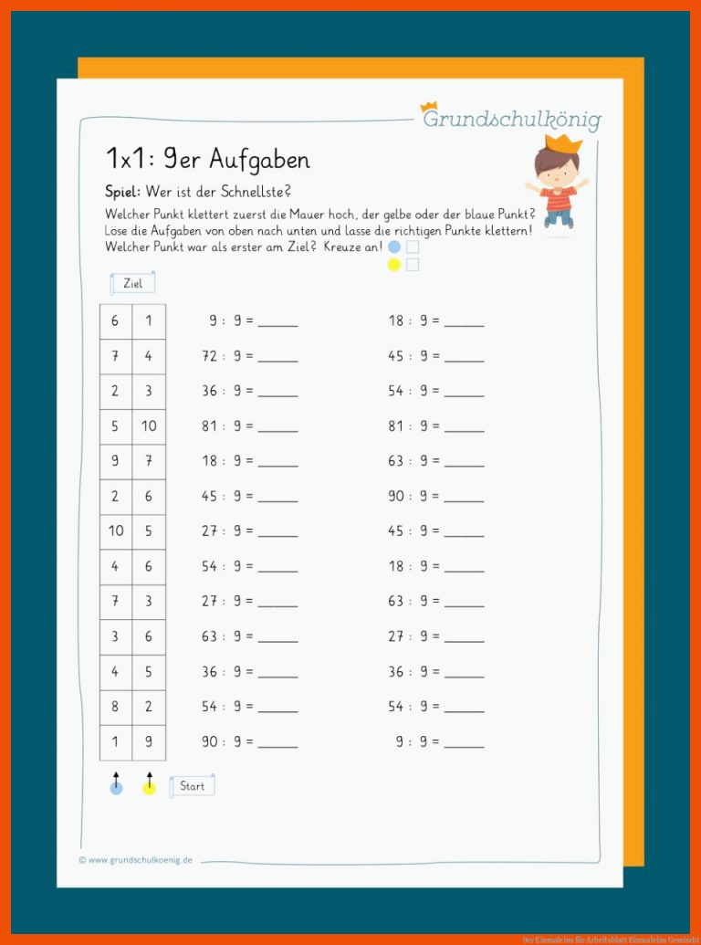 9er Einmaleins Fuer Arbeitsblatt Einmaleins Gemischt
