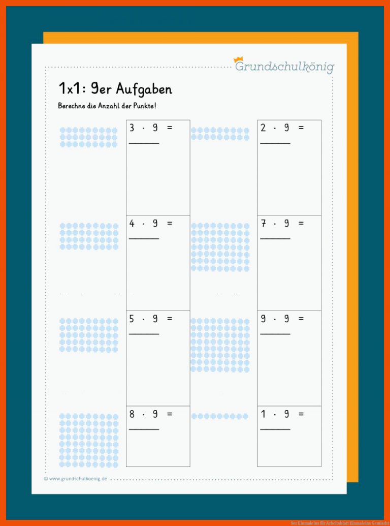 9er Einmaleins für arbeitsblatt einmaleins gemischt