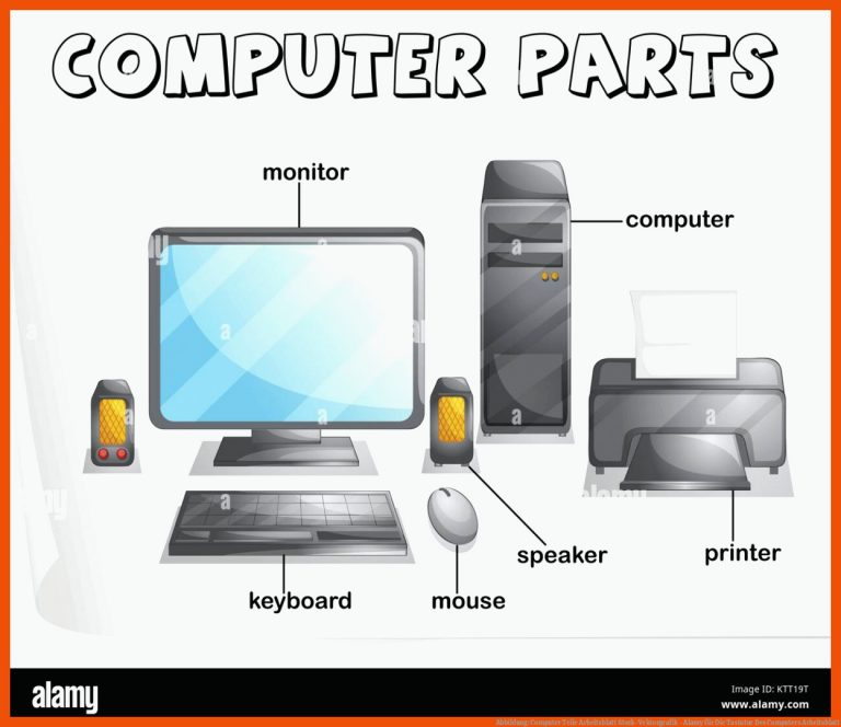 Abbildung: Computer Teile Arbeitsblatt Stock-Vektorgrafik - Alamy für die tastatur des computers arbeitsblatt