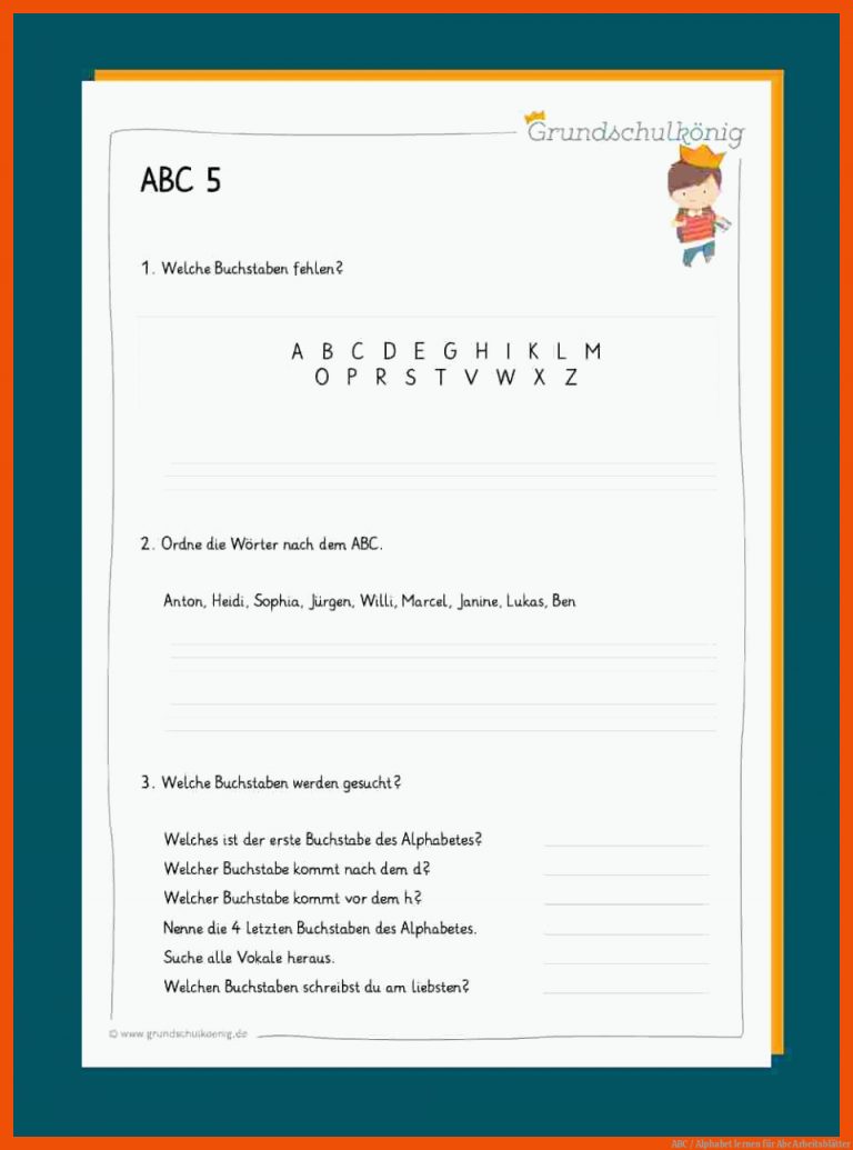 ABC / Alphabet lernen für abc arbeitsblätter