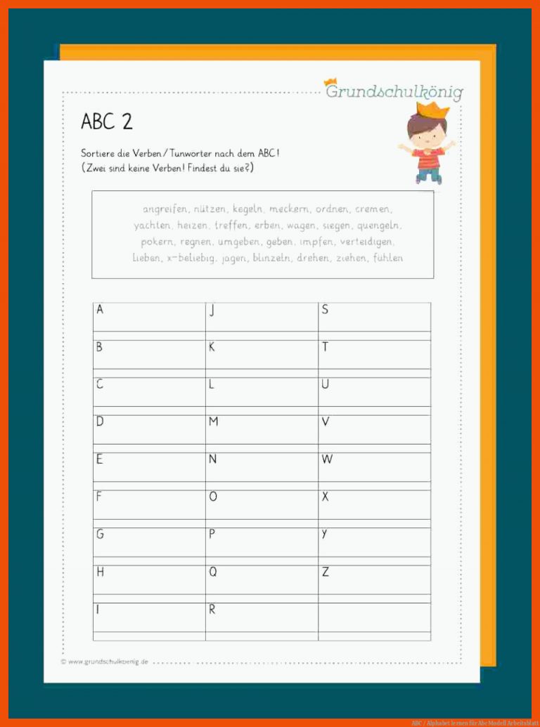 ABC / Alphabet lernen für abc modell arbeitsblatt
