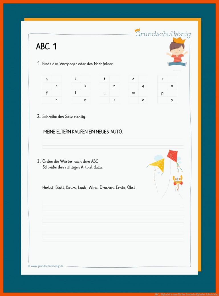 ABC / Alphabet lernen für das deutsche alphabet arbeitsblatt