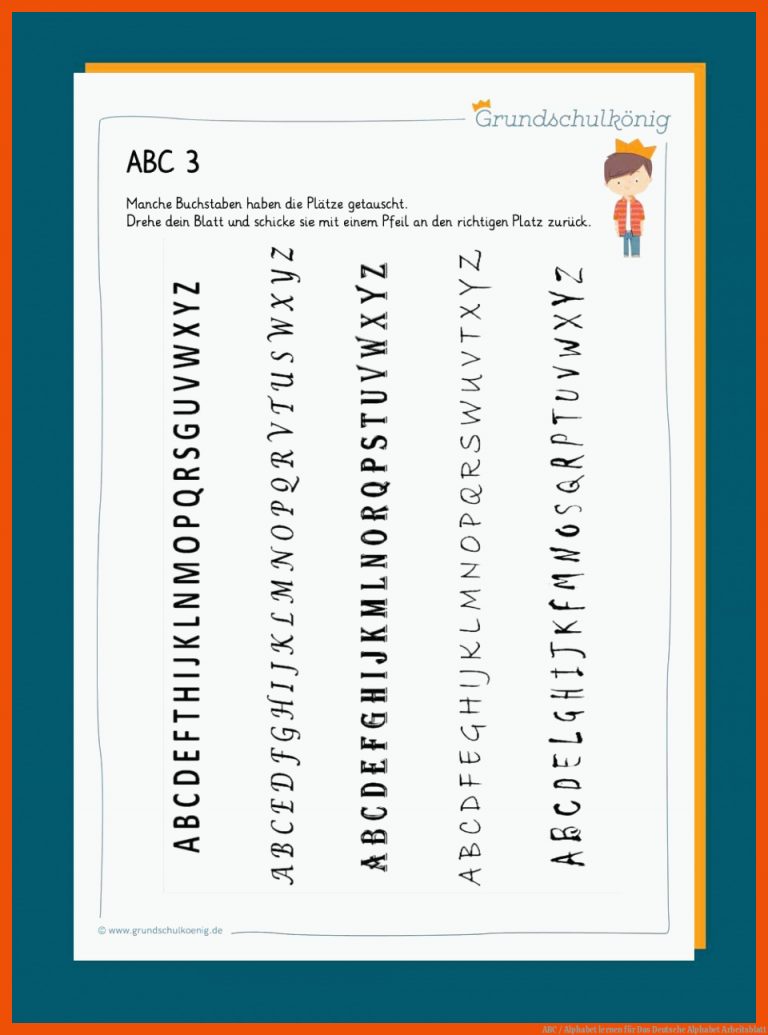 Abc / Alphabet Lernen Fuer Das Deutsche Alphabet Arbeitsblatt