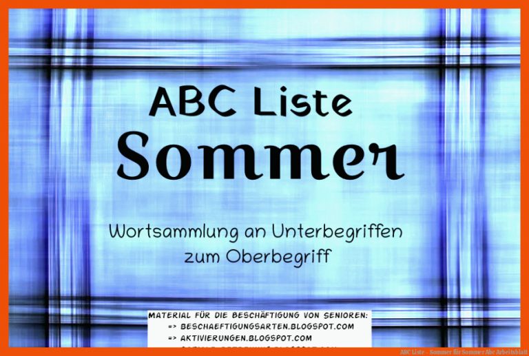 Abc Liste - sommer Fuer sommer Abc Arbeitsblatt