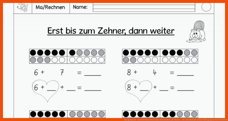 Abs Gemischt - In Zwei Schritten Ã¼ber Den Zehner.pdf Mathe ... Fuer Arbeitsblatt Zehnerübergang In Zwei Schritten