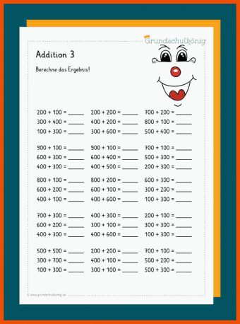 Addieren Bis 1000 Arbeitsblätter