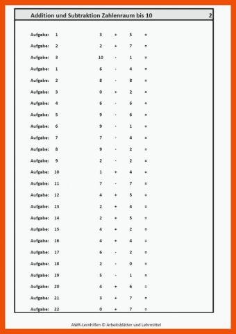 2 Mathe 1. Klasse Arbeitsblätter