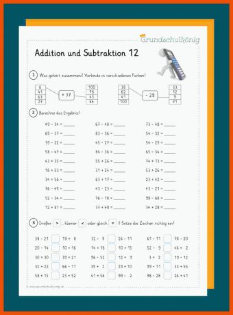 12 Arbeitsblatt Addition Und Subtraktion Bis 100