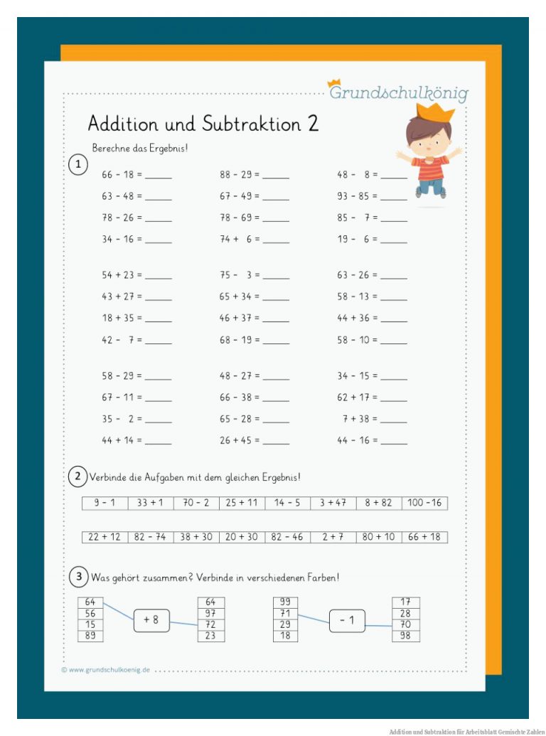 Addition und Subtraktion für Arbeitsblatt Gemischte Zahlen
