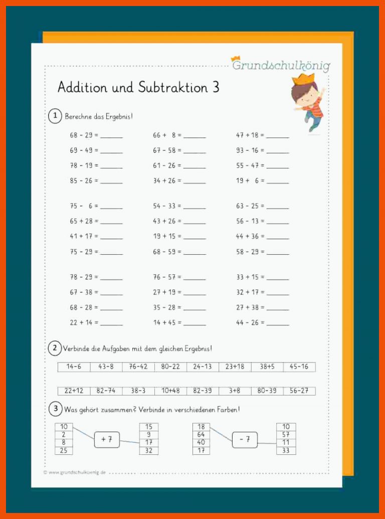 Addition Und Subtraktion Fuer Mathe Grundrechenarten Arbeitsblätter