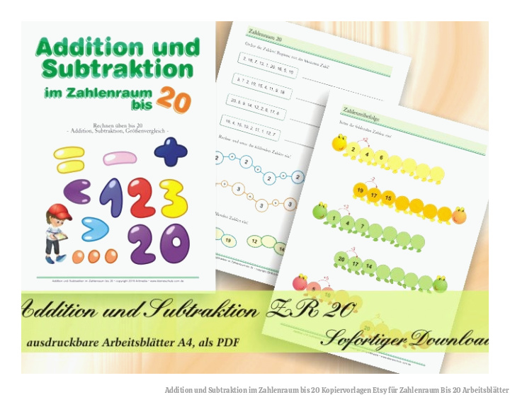 Addition und Subtraktion im Zahlenraum bis 20 Kopiervorlagen | Etsy für Zahlenraum Bis 20 Arbeitsblätter