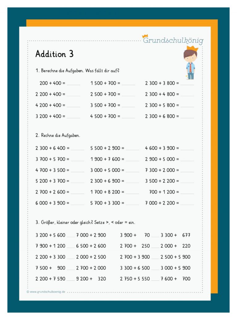 Addition Und Subtraktion Im Zr 10 000 Fuer Nachbarzahlen Bis 10000 Arbeitsblätter Mit Lösungen