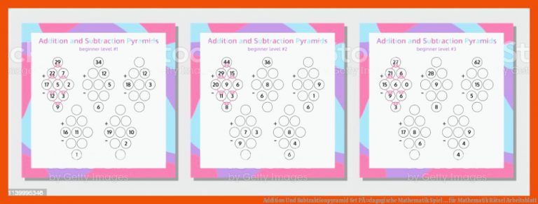 Addition Und Subtraktionpyramid Set PÃ¤dagogische Mathematik Spiel ... für mathematik rätsel arbeitsblatt