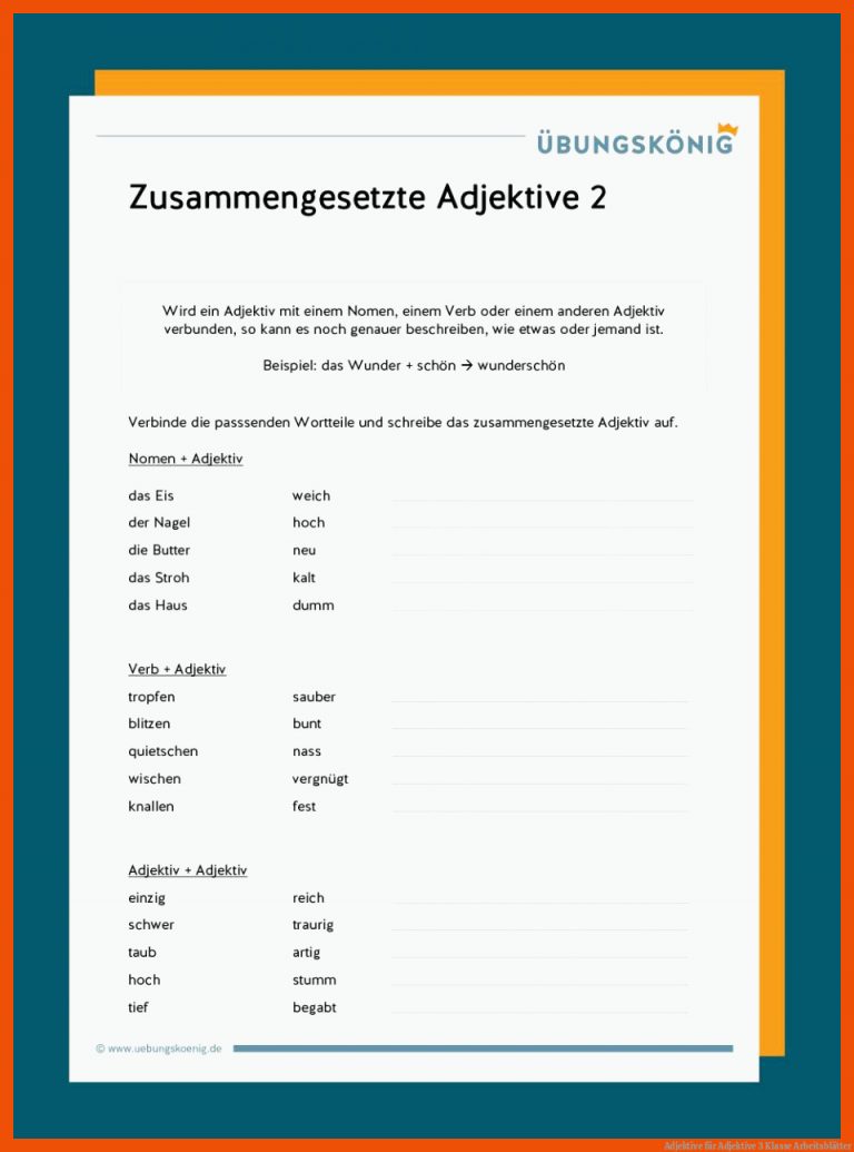 Adjektive für adjektive 3 klasse arbeitsblätter