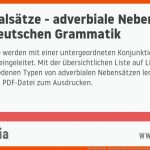 AdverbialsÃ¤tze - Adverbiale NebensÃ¤tze In Der Deutschen Grammatik Fuer Adverbialsätze übungen Arbeitsblätter