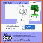 Ãpfel ZÃ¤hlen: 1 Bis 3 â Arbeitsblatt #0030 â Kindoergarten.de ... Fuer Arbeitsblatt Apfel