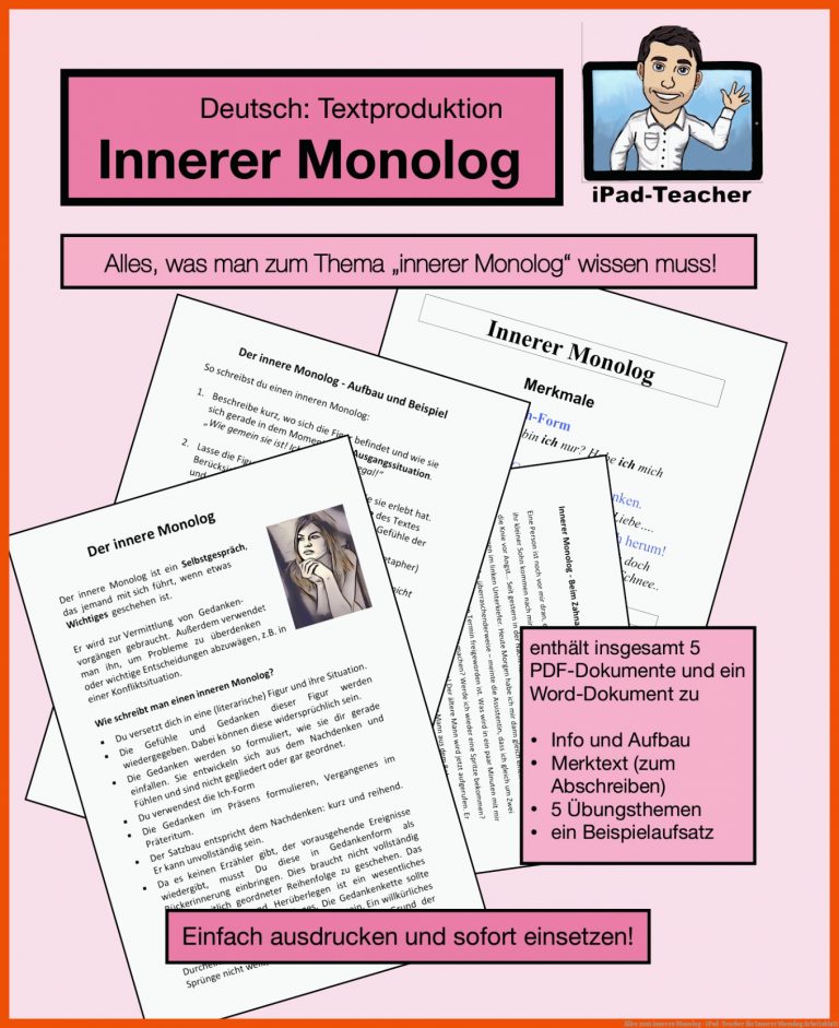 Alles zum inneren Monolog - iPad-Teacher für innerer monolog arbeitsblatt