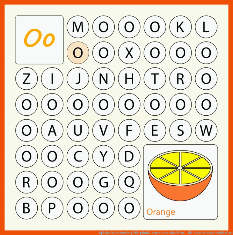 Alphabetisches Puzzlespiellabyrinth. Lernen Eines Schreibens ... für kreise zeichnen arbeitsblatt