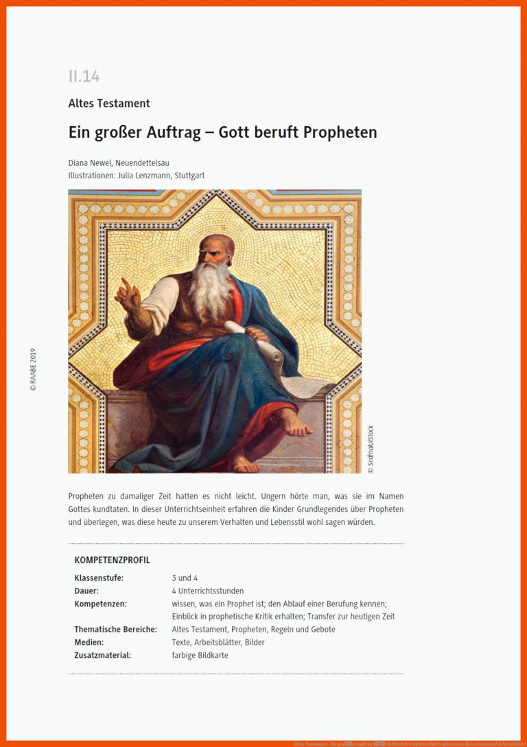 Altes Testament - Ein groÃer Auftrag â Gott beruft Propheten für propheten im alten testament arbeitsblätter